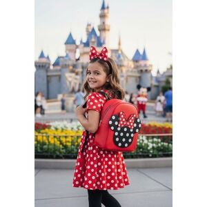 Minnie Mouse Backpack‎ Girls School Bag Red Polka Dot Bow